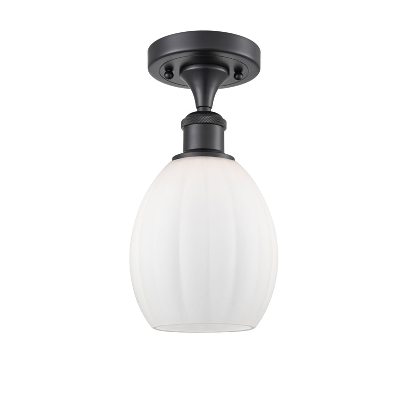 Eaton Semi-Flush Mount shown in the Matte Black finish with a Matte White shade