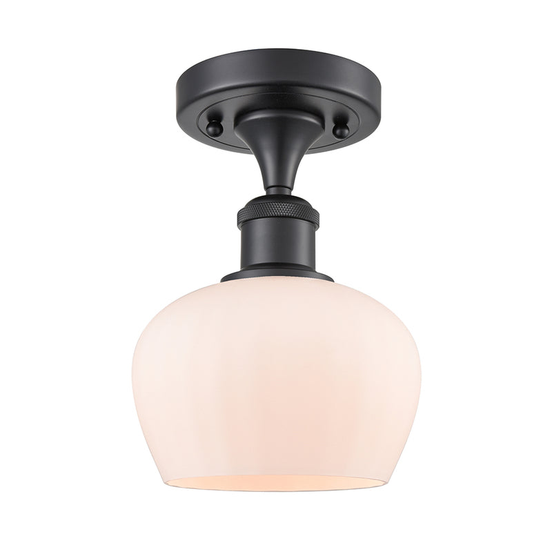 Fenton Semi-Flush Mount shown in the Matte Black finish with a Matte White shade