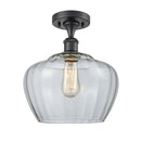 Fenton Semi-Flush Mount shown in the Matte Black finish with a Clear shade