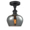 Fenton Semi-Flush Mount shown in the Matte Black finish with a Plated Smoke shade