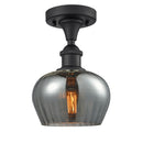 Fenton Semi-Flush Mount shown in the Matte Black finish with a Plated Smoke shade