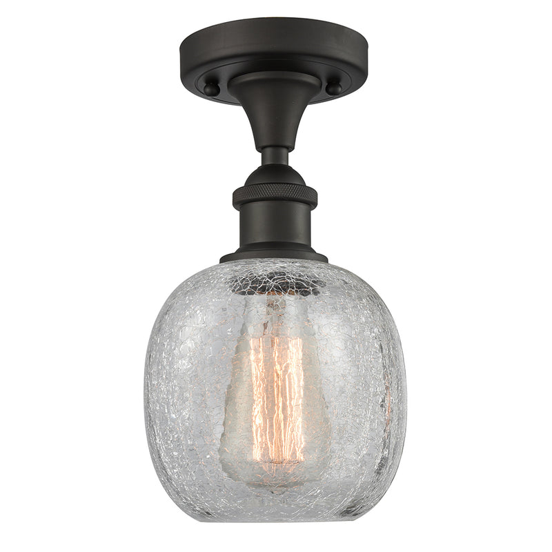 Belfast Semi-Flush Mount shown in the Oil Rubbed Bronze finish with a Clear Crackle shade