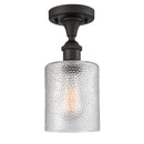 Cobbleskill Semi-Flush Mount shown in the Oil Rubbed Bronze finish with a Clear shade