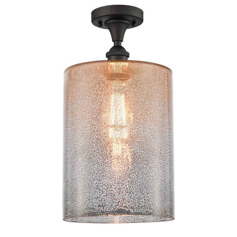 Cobbleskill Semi-Flush Mount shown in the Oil Rubbed Bronze finish with a Mercury shade