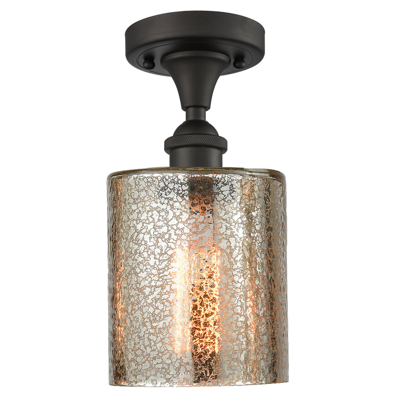 Cobbleskill Semi-Flush Mount shown in the Oil Rubbed Bronze finish with a Mercury shade