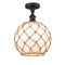 Farmhouse Rope Semi-Flush Mount shown in the Oil Rubbed Bronze finish with a White Glass with Brown Rope shade