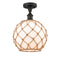 Farmhouse Rope Semi-Flush Mount shown in the Oil Rubbed Bronze finish with a White Glass with Brown Rope shade