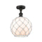 Farmhouse Rope Semi-Flush Mount shown in the Oil Rubbed Bronze finish with a White Glass with White Rope shade