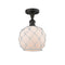 Farmhouse Rope Semi-Flush Mount shown in the Oil Rubbed Bronze finish with a White Glass with White Rope shade