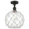 Farmhouse Rope Semi-Flush Mount shown in the Oil Rubbed Bronze finish with a Clear Glass with White Rope shade