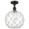 Farmhouse Rope Semi-Flush Mount shown in the Oil Rubbed Bronze finish with a Clear Glass with White Rope shade