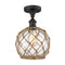 Farmhouse Rope Semi-Flush Mount shown in the Oil Rubbed Bronze finish with a Clear Glass with Brown Rope shade