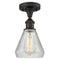 Conesus Semi-Flush Mount shown in the Oil Rubbed Bronze finish with a Clear Crackle shade