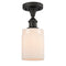 Hadley Semi-Flush Mount shown in the Oil Rubbed Bronze finish with a Matte White shade
