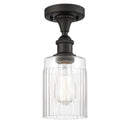 Hadley Semi-Flush Mount shown in the Oil Rubbed Bronze finish with a Clear shade