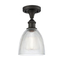 Castile Semi-Flush Mount shown in the Oil Rubbed Bronze finish with a Clear shade