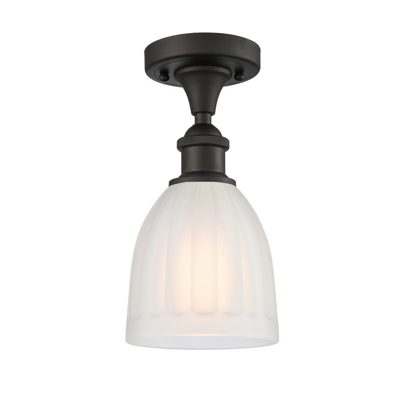 Brookfield Semi-Flush Mount shown in the Oil Rubbed Bronze finish with a White shade