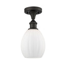 Eaton Semi-Flush Mount shown in the Oil Rubbed Bronze finish with a Matte White shade