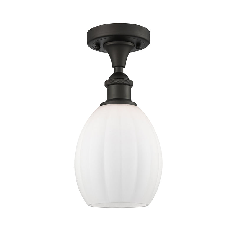 Eaton Semi-Flush Mount shown in the Oil Rubbed Bronze finish with a Matte White shade