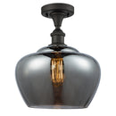 Fenton Semi-Flush Mount shown in the Oil Rubbed Bronze finish with a Plated Smoke shade