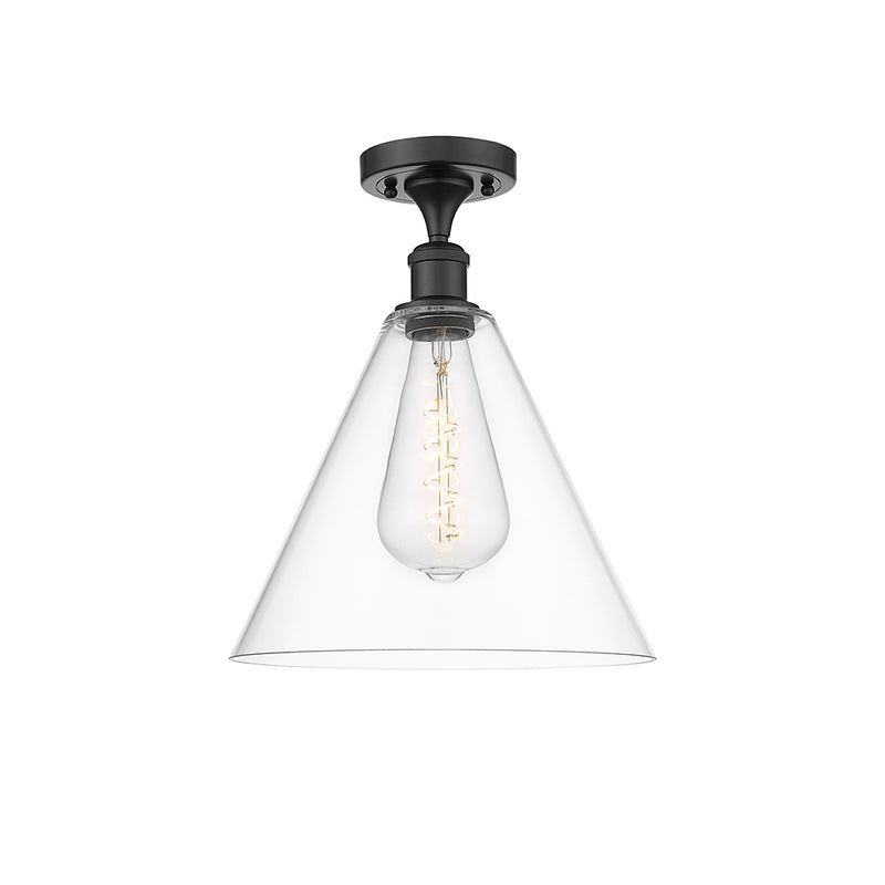 Ballston Cone Semi-Flush Mount shown in the Oil Rubbed Bronze finish with a Clear shade