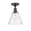 Ballston Cone Semi-Flush Mount shown in the Oil Rubbed Bronze finish with a Seedy shade