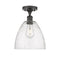 Ballston Dome Semi-Flush Mount shown in the Oil Rubbed Bronze finish with a Seedy shade