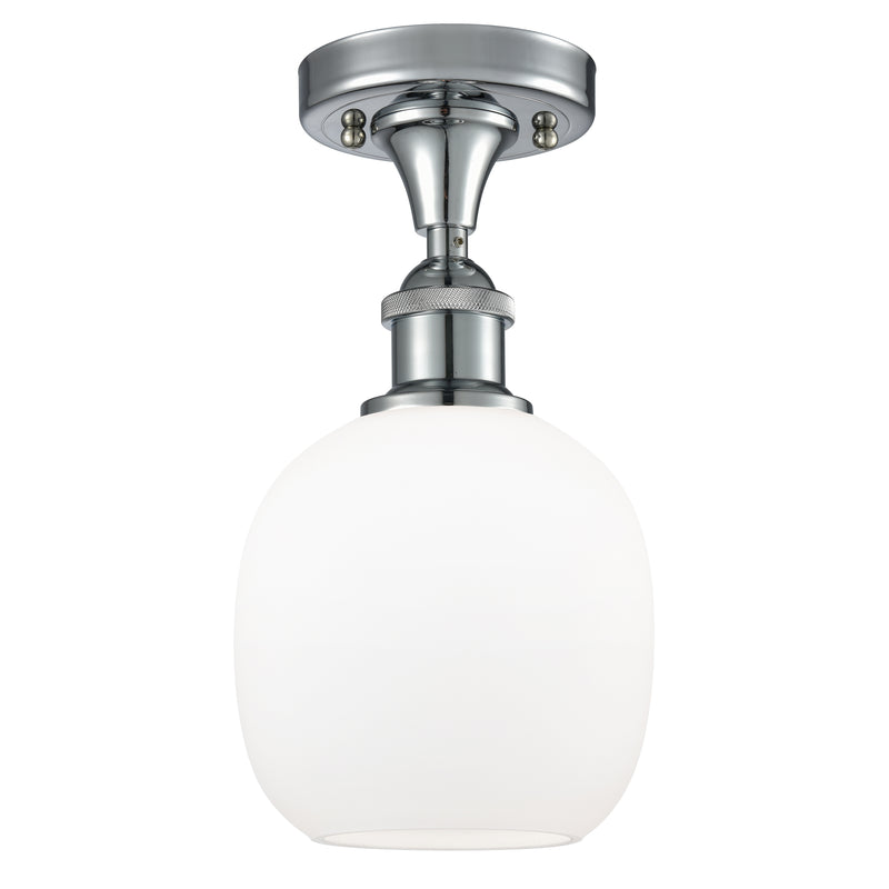 Belfast Semi-Flush Mount shown in the Polished Chrome finish with a Matte White shade