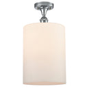 Cobbleskill Semi-Flush Mount shown in the Polished Chrome finish with a Matte White shade