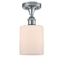 Cobbleskill Semi-Flush Mount shown in the Polished Chrome finish with a Matte White shade