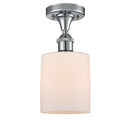 Cobbleskill Semi-Flush Mount shown in the Polished Chrome finish with a Matte White shade