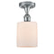 Cobbleskill Semi-Flush Mount shown in the Polished Chrome finish with a Matte White shade