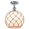 Farmhouse Rope Semi-Flush Mount shown in the Polished Chrome finish with a White Glass with Brown Rope shade