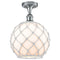 Farmhouse Rope Semi-Flush Mount shown in the Polished Chrome finish with a White Glass with White Rope shade