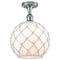 Farmhouse Rope Semi-Flush Mount shown in the Polished Chrome finish with a White Glass with White Rope shade