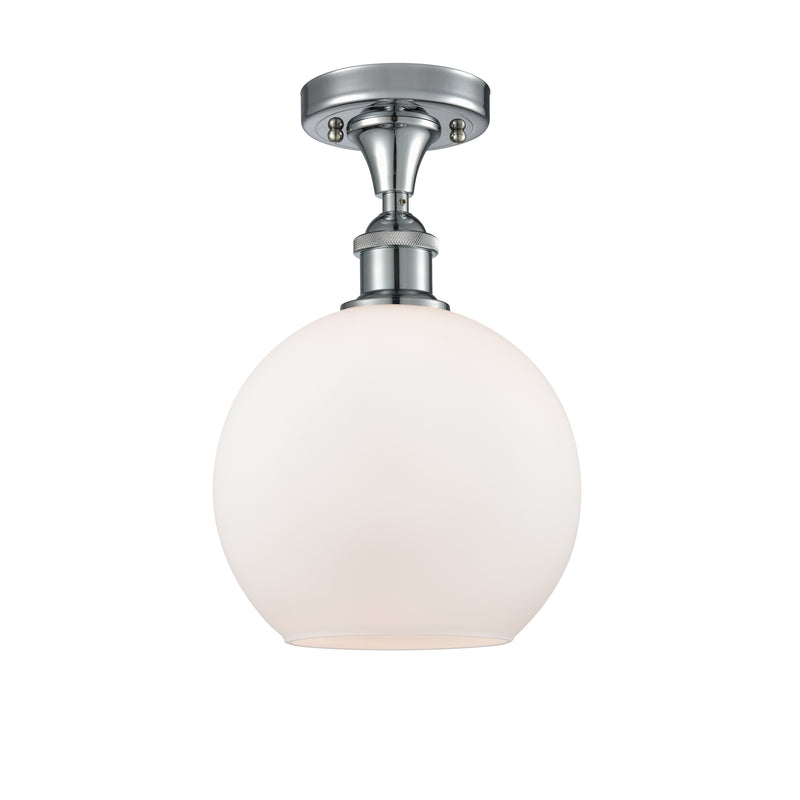 Athens Semi-Flush Mount shown in the Polished Chrome finish with a Matte White shade