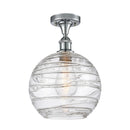 Deco Swirl Semi-Flush Mount shown in the Polished Chrome finish with a Clear shade