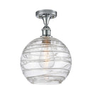 Deco Swirl Semi-Flush Mount shown in the Polished Chrome finish with a Clear shade