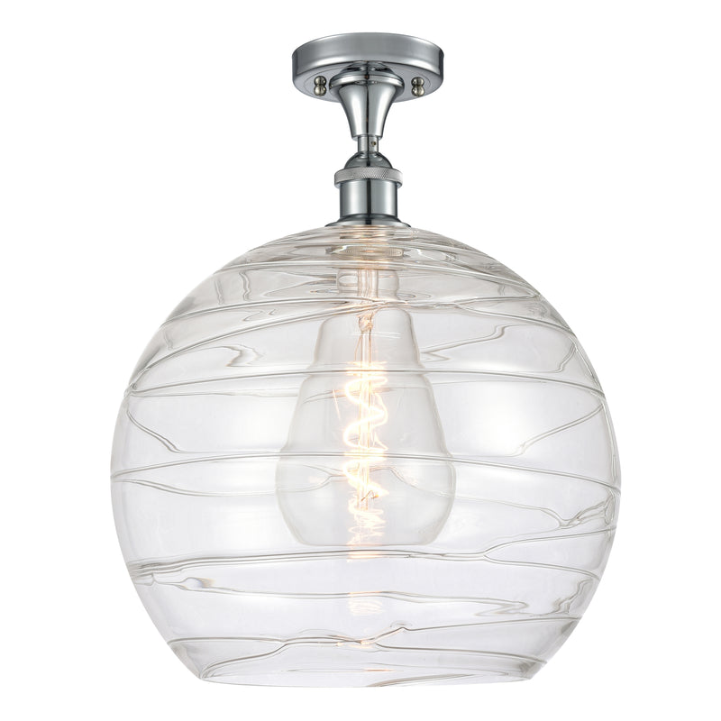 Deco Swirl Semi-Flush Mount shown in the Polished Chrome finish with a Clear shade