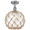 Farmhouse Rope Semi-Flush Mount shown in the Polished Chrome finish with a Clear Glass with Brown Rope shade