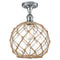 Farmhouse Rope Semi-Flush Mount shown in the Polished Chrome finish with a Clear Glass with Brown Rope shade