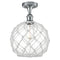 Farmhouse Rope Semi-Flush Mount shown in the Polished Chrome finish with a Clear Glass with White Rope shade