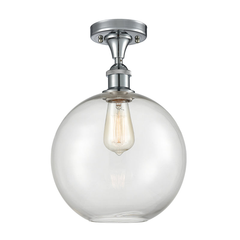 Athens Semi-Flush Mount shown in the Polished Chrome finish with a Clear shade