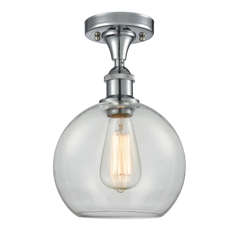 Athens Semi-Flush Mount shown in the Polished Chrome finish with a Clear shade