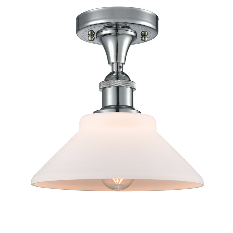 Orwell Semi-Flush Mount shown in the Polished Chrome finish with a Matte White shade