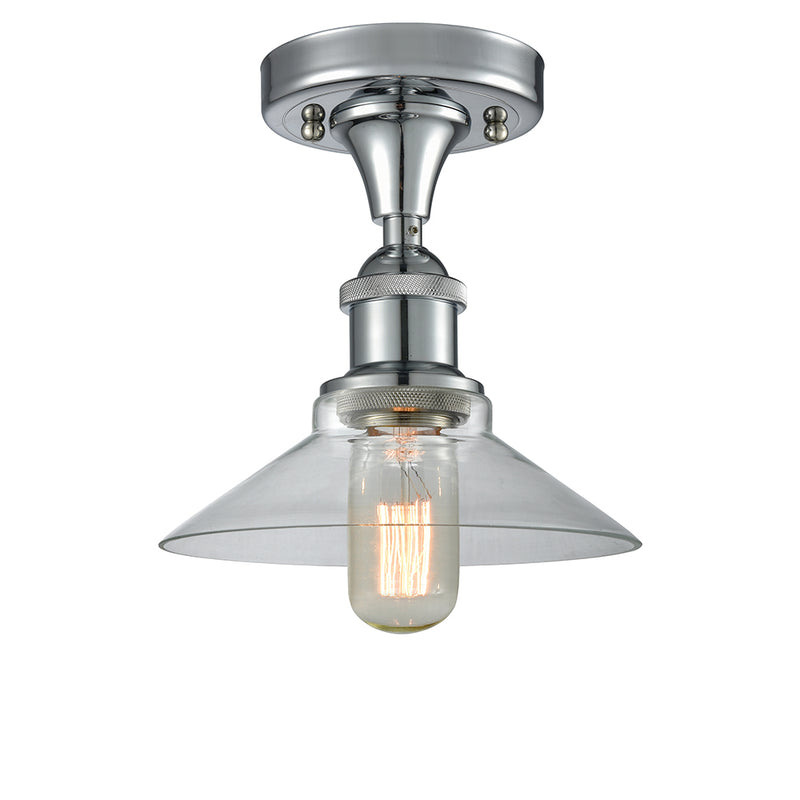 Orwell Semi-Flush Mount shown in the Polished Chrome finish with a Clear shade