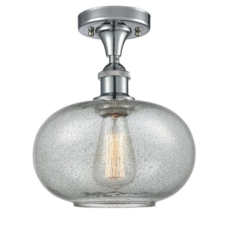 Gorham Semi-Flush Mount shown in the Polished Chrome finish with a Charcoal shade