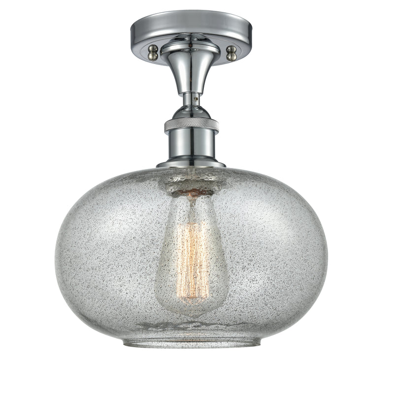 Gorham Semi-Flush Mount shown in the Polished Chrome finish with a Charcoal shade