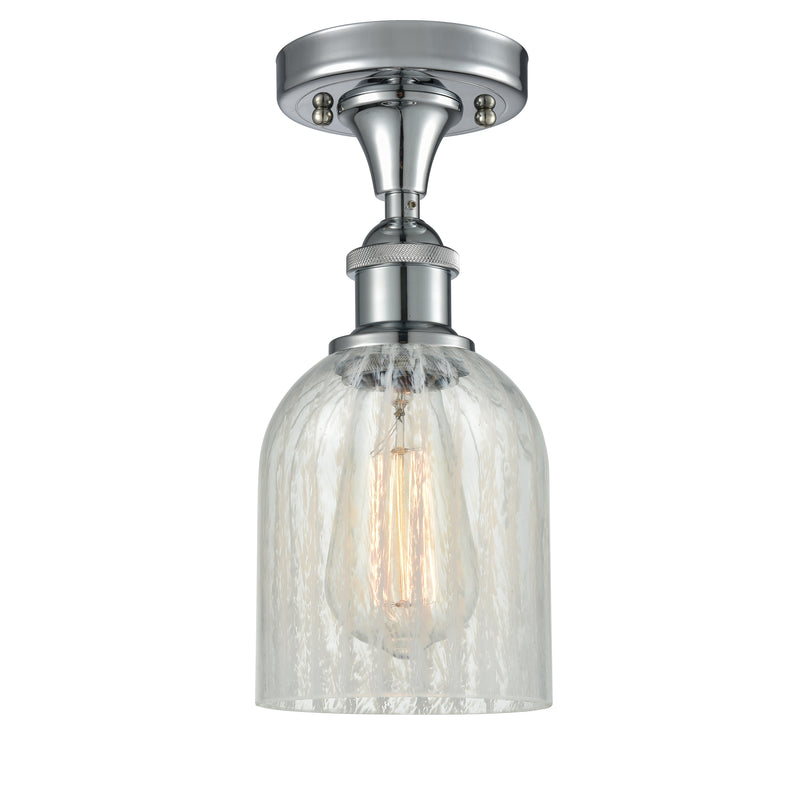 Caledonia Semi-Flush Mount shown in the Polished Chrome finish with a Mouchette shade