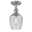 Salina Semi-Flush Mount shown in the Polished Chrome finish with a Clear Spiral Fluted shade